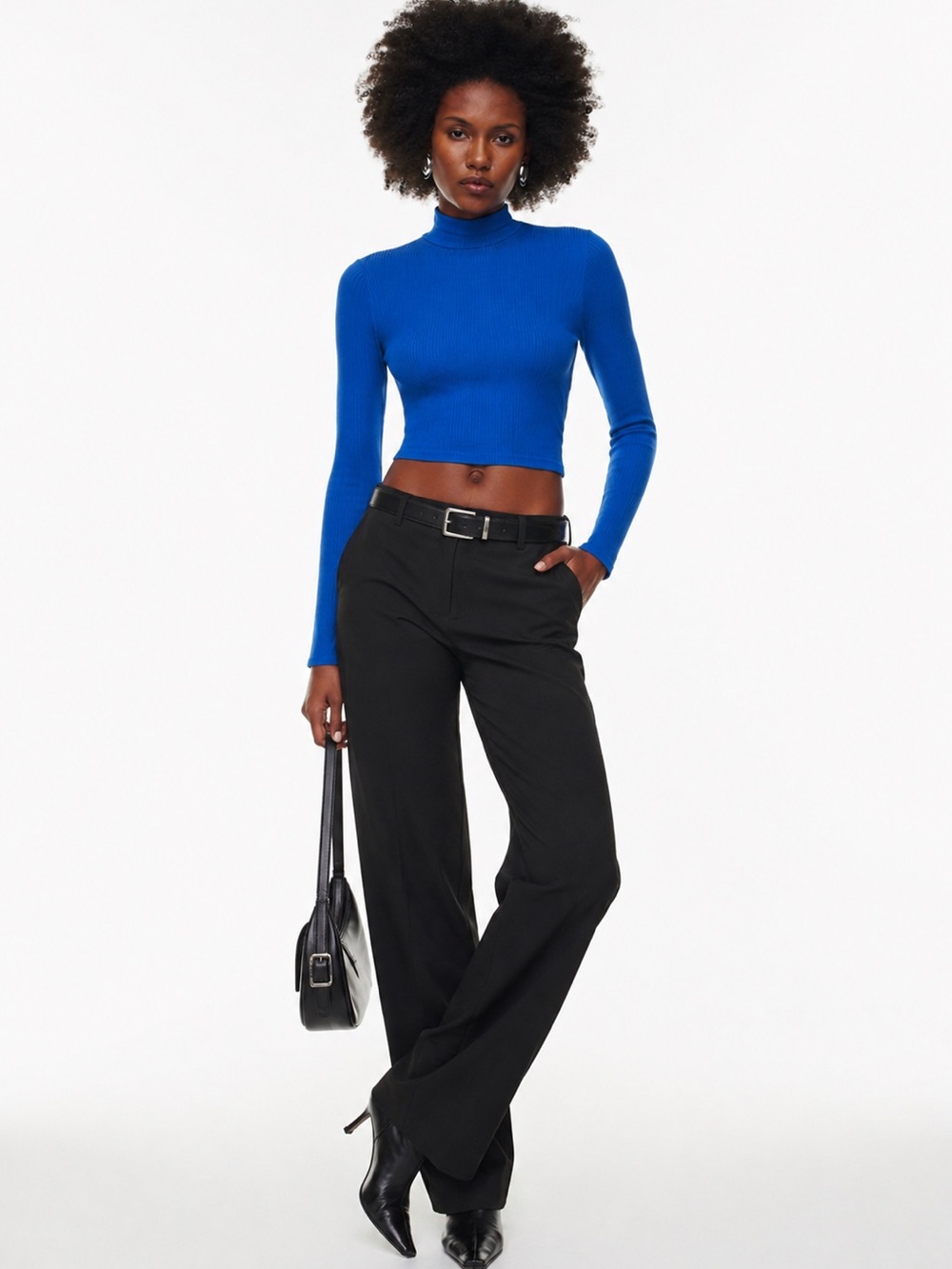 Aritzia Wilfred Only Waist Turtleneck Ultramarine Blue Fitted Knit Top Size M